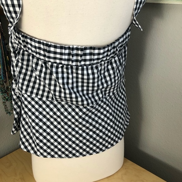 Express Black and White Gingham Off-Shoulder Blouse - Picture 8 of 11